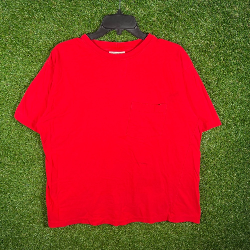 Northern Reflections Red Pocket T-Shirt Mens XL Vintage 90s Cotton Short Sleeve